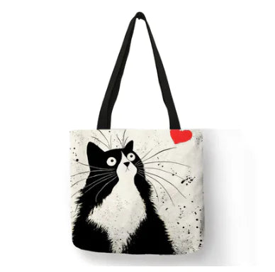 Chic Linen Cat Tote